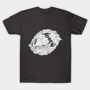 Vikings sailboat drawing T-Shirt